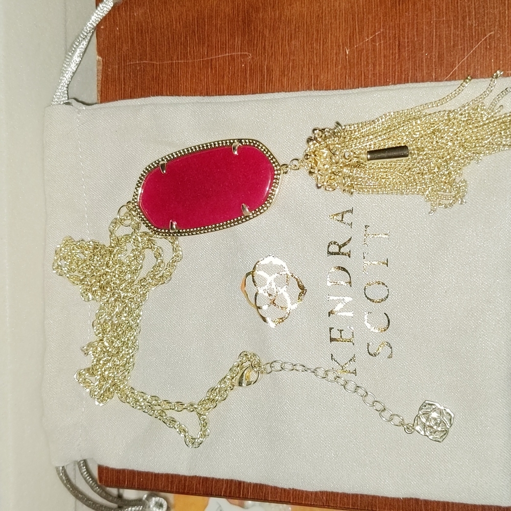 Kendra Scott Tassel Necklace with Red Stone, Long